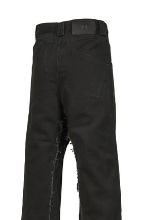 RAW EDGE BAGGY JEANS / WASHED BLK