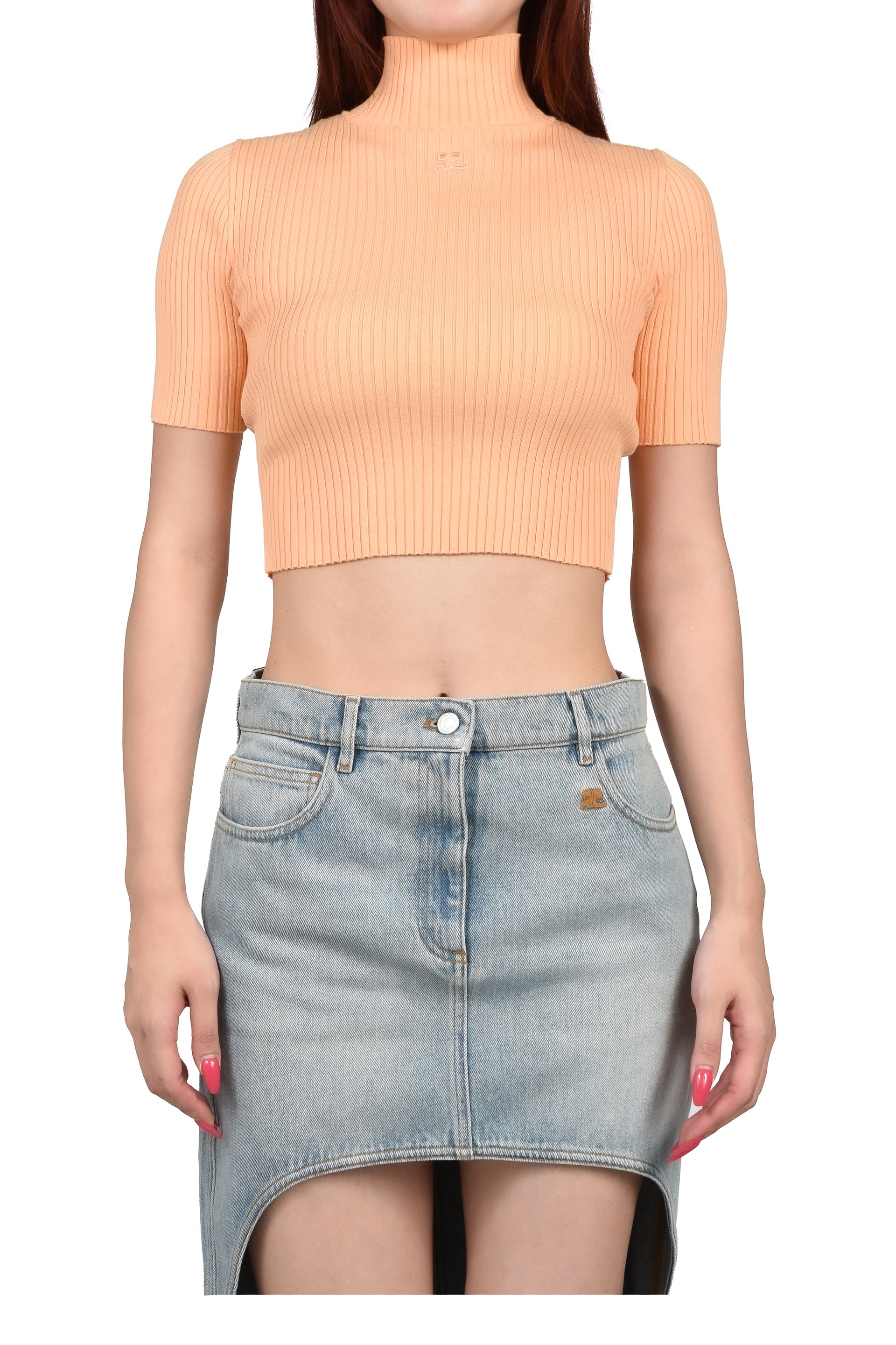CROPPED RIB KNIT TOP / LIGHT SUNSET