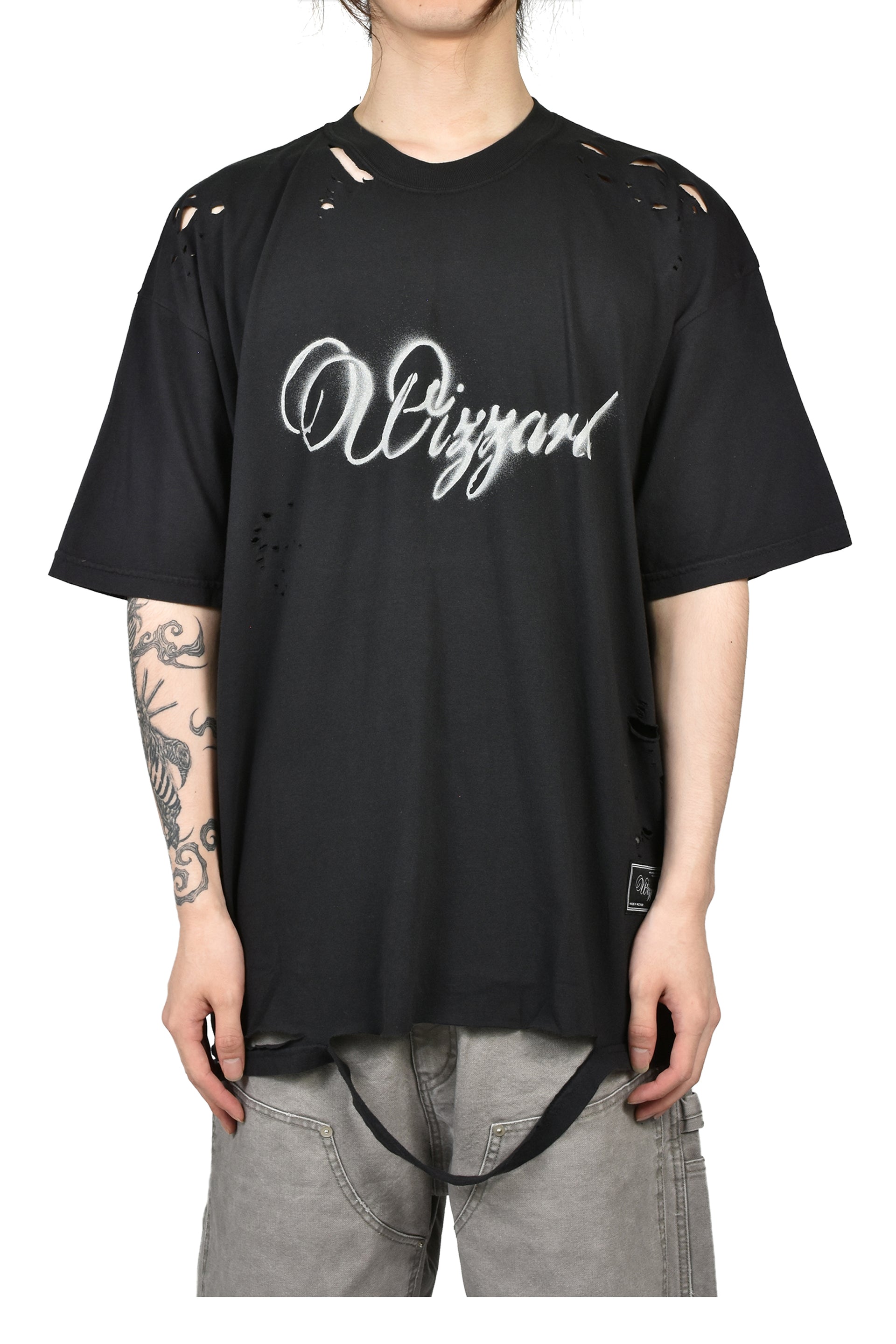 DISTRESSED GRAPHIC T-SHIRT / BLK