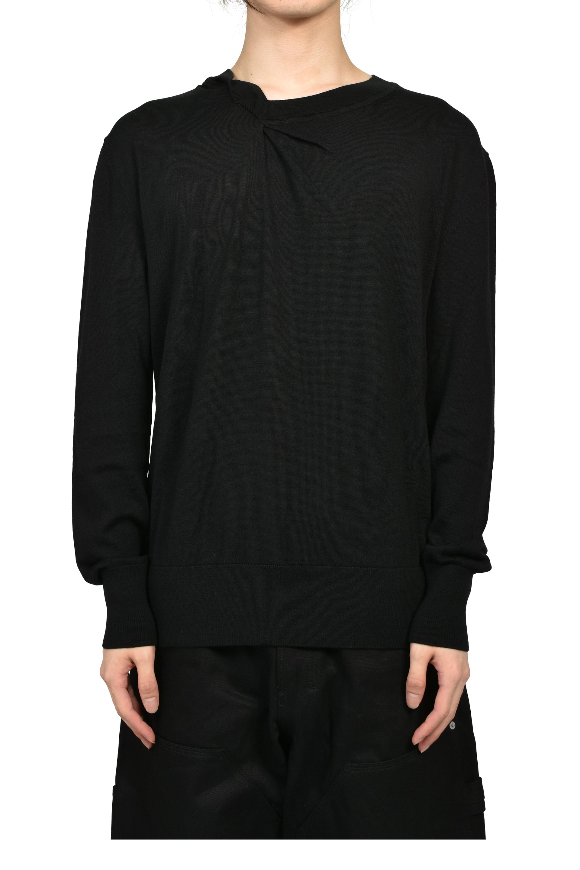 CREWNECK WOOL JUMPER / BLK