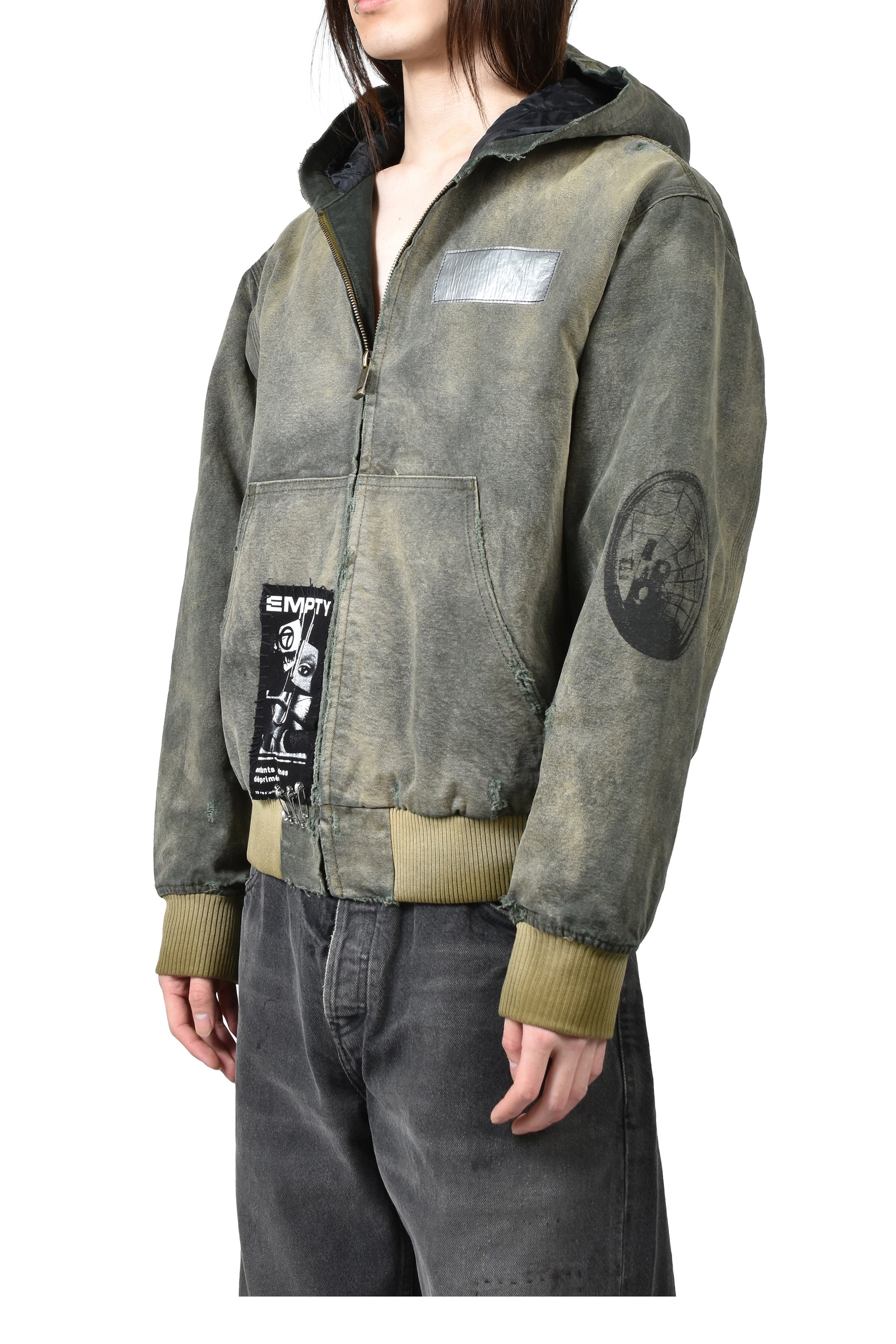ENFANTS RICHES DÉPRIMÉS WAR STARTED HOODED WORK JACKET / CRUST OLV