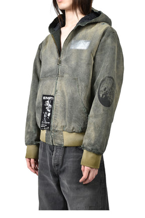 ENFANTS RICHES DÉPRIMÉS WAR STARTED HOODED WORK JACKET / CRUST OLV