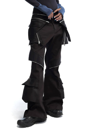 XNGINE'ZIP LAYERED FLARE PANTS / NYLON