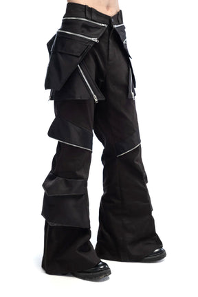 XNGINE'ZIP LAYERED FLARE PANTS / NYLON