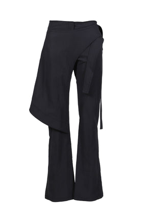 WRAP PANTS W/ MACRAME BELT / BLK