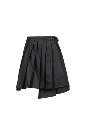 WAXED WRAP SKIRT / BLACK