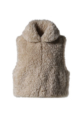 ECO FUR SHORT LENGTH VEST - SOLID / BEG