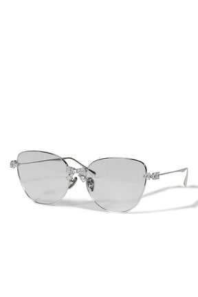 BOWKNOT DECORATION LARGE FRAME GLASSES / SIL