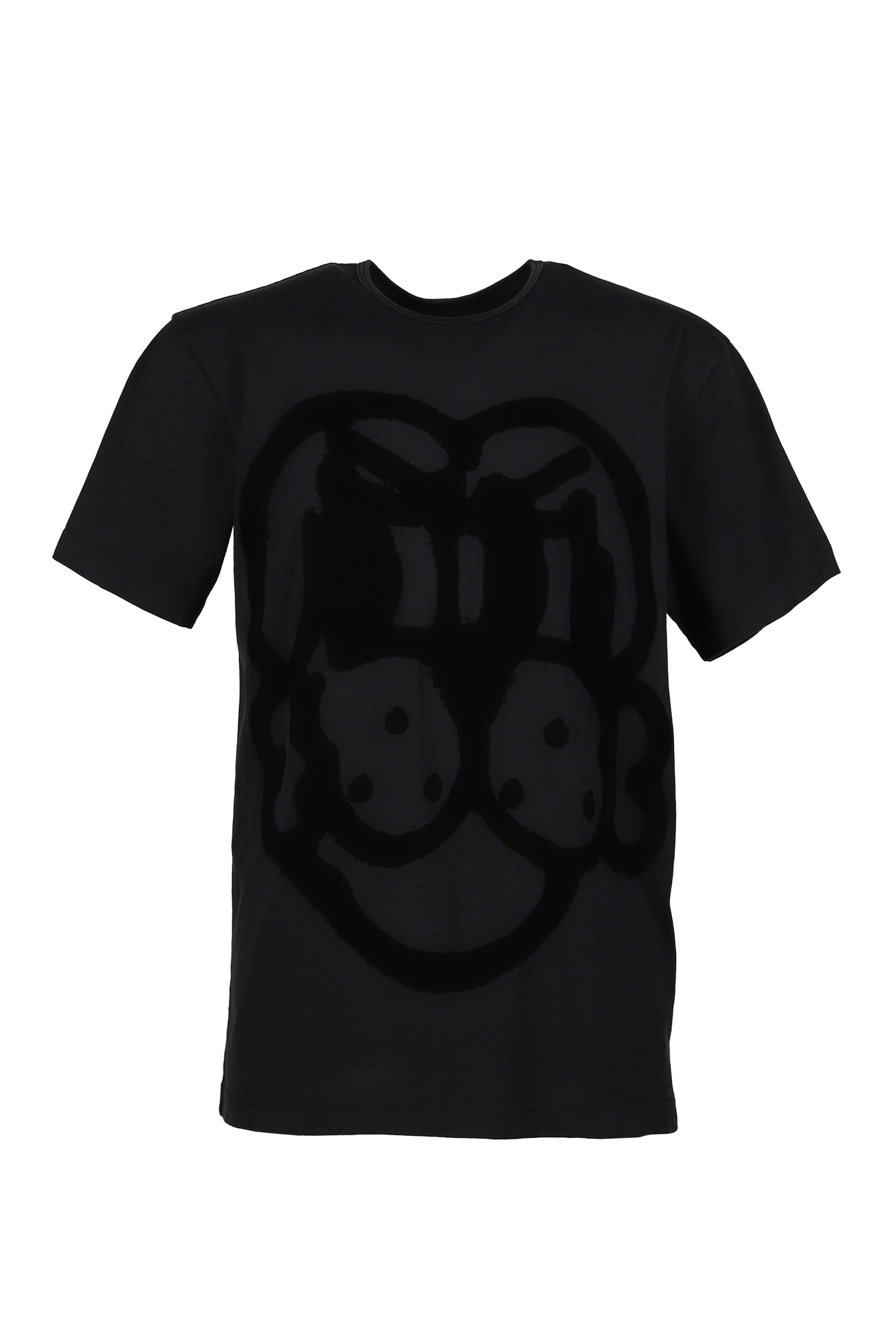 FLOCKED PUP SS TEE / BLACK