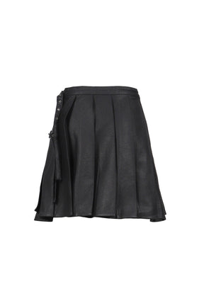 WAXED WRAP SKIRT / BLACK