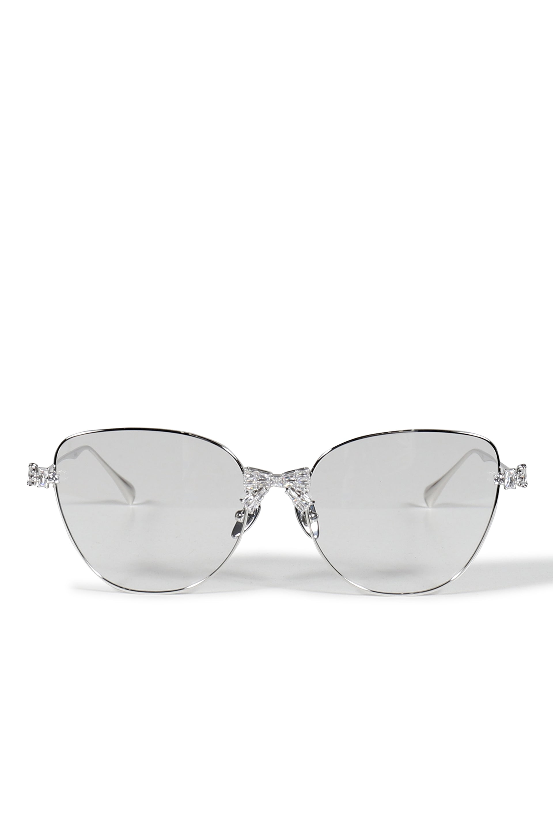 BOWKNOT DECORATION LARGE FRAME GLASSES / SIL