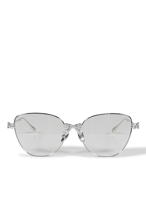 BOWKNOT DECORATION LARGE FRAME GLASSES / SIL