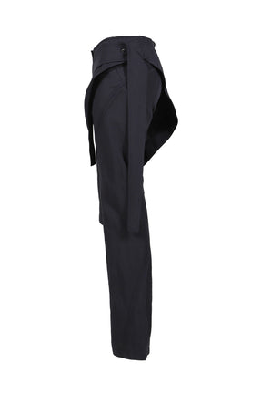 WRAP PANTS W/ MACRAME BELT / BLK