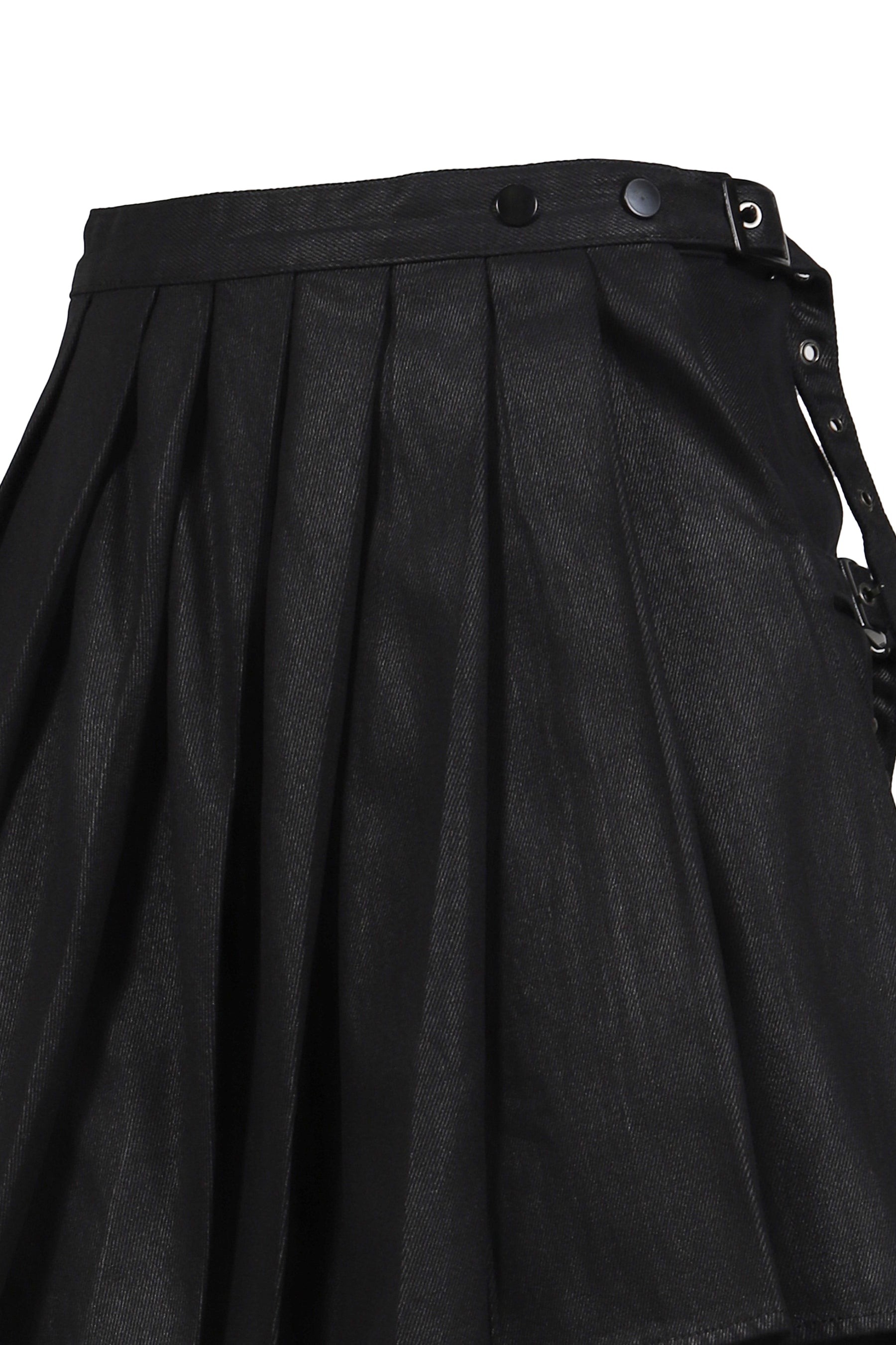 WAXED WRAP SKIRT / BLACK