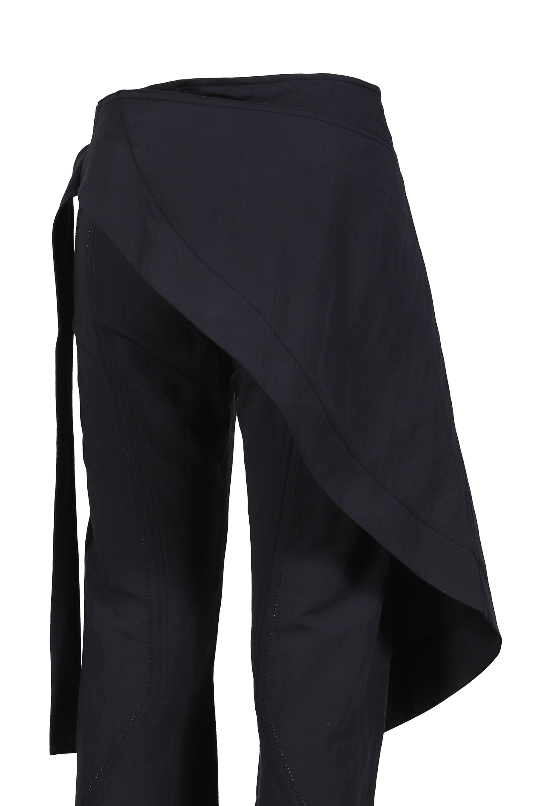 WRAP PANTS W/ MACRAME BELT / BLK