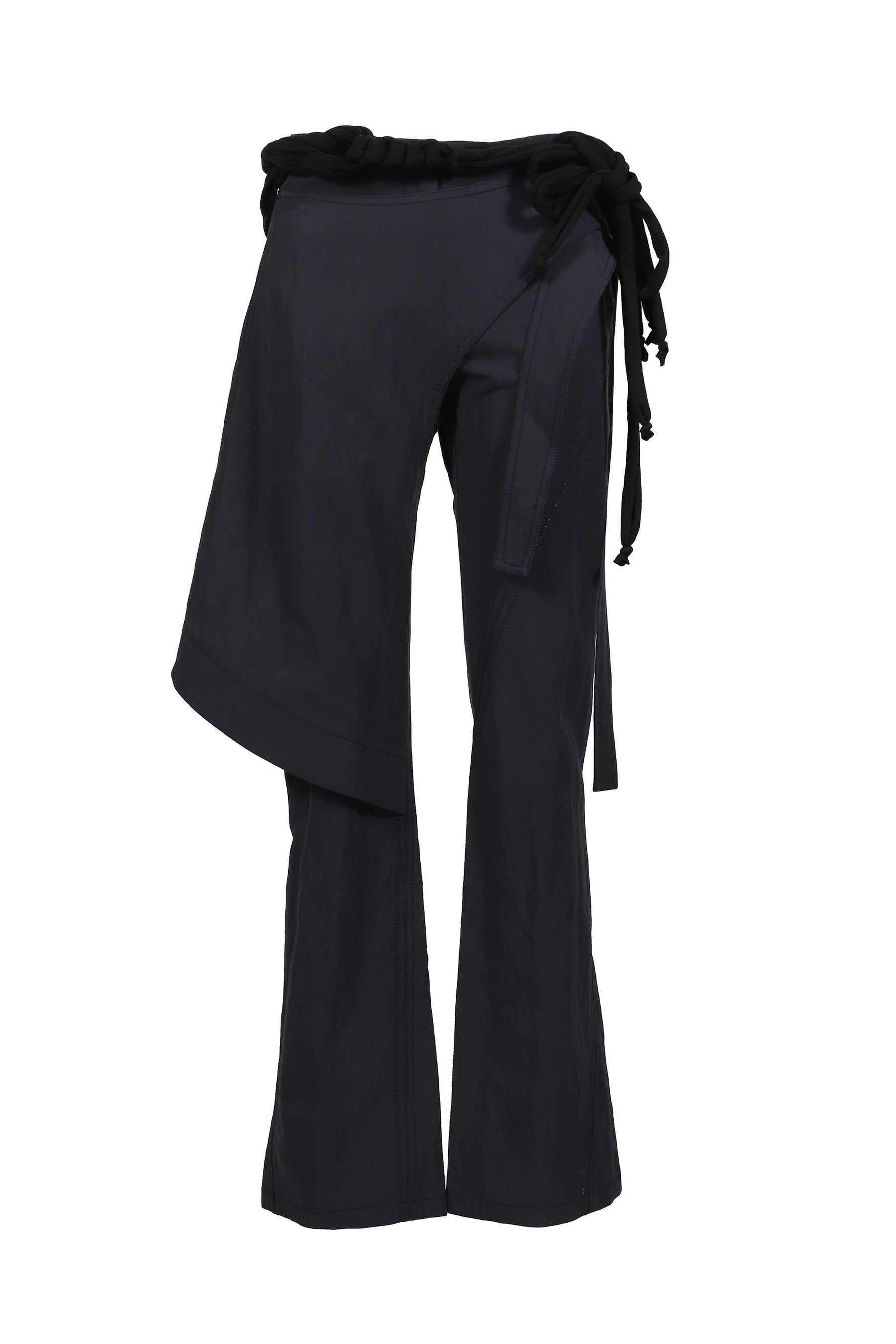 WRAP PANTS W/ MACRAME BELT / BLK