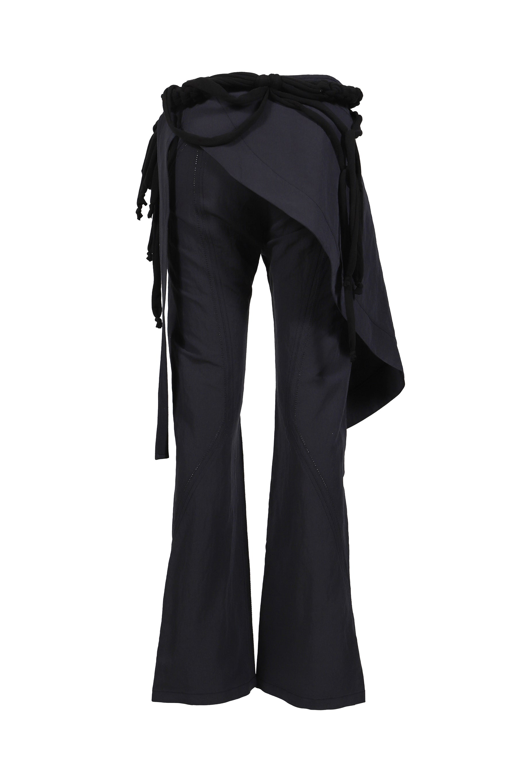 WRAP PANTS W/ MACRAME BELT / BLK