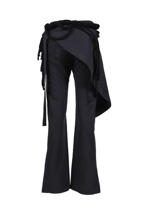 WRAP PANTS W/ MACRAME BELT / BLK