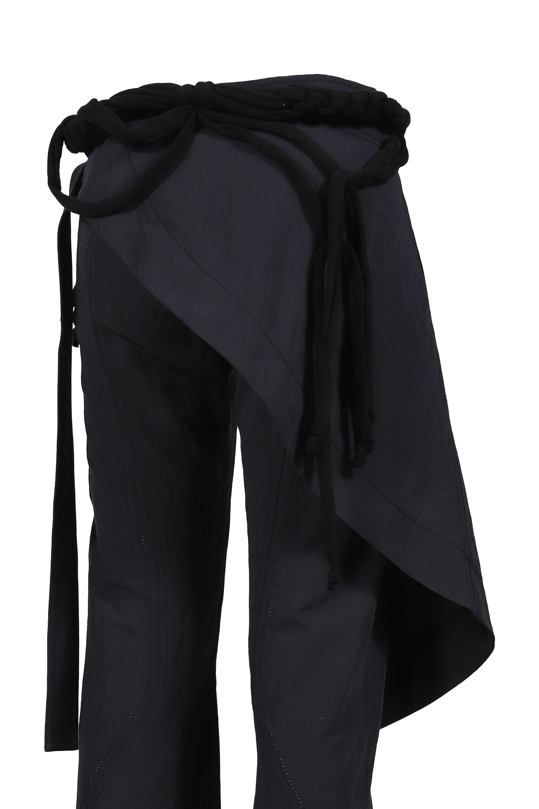 WRAP PANTS W/ MACRAME BELT / BLK