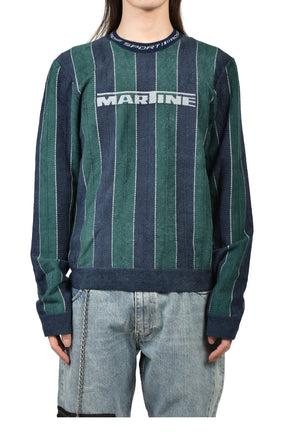 SPORTY LOGO CREW NECK / GRN NVY