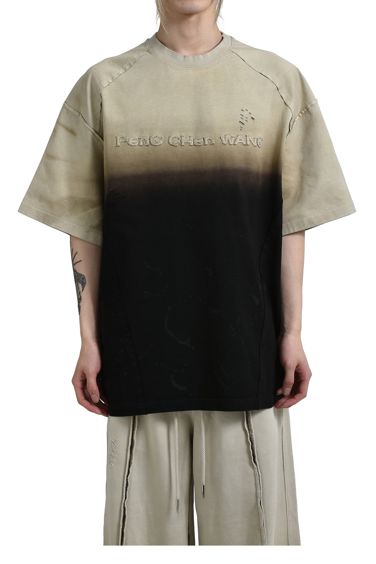 GRADIENT WASHED OVERSIZED T-SHIRT / BLK