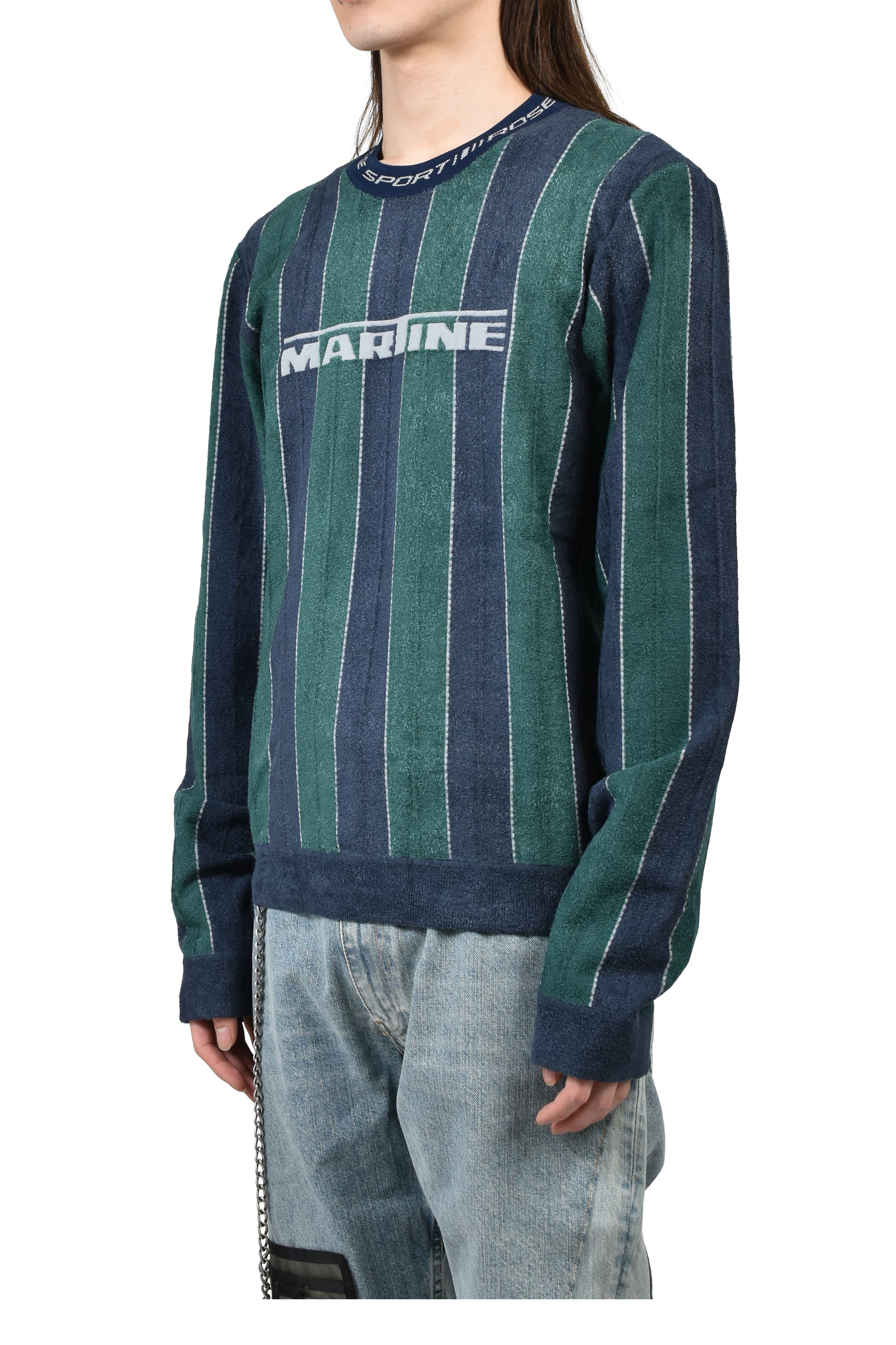 SPORTY LOGO CREW NECK / GRN NVY