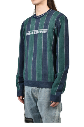 SPORTY LOGO CREW NECK / GRN NVY