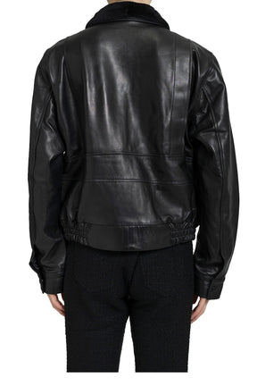 AVIATOR LEATHER JACKET / BLK