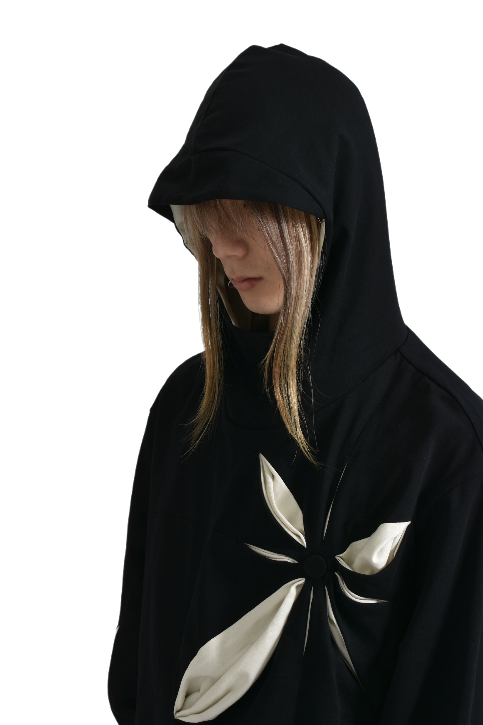 ORIGAMI LONG HOODIE / BLK