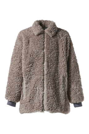 S.C.FUR JACKET - POLY CURLY FUR / BEI