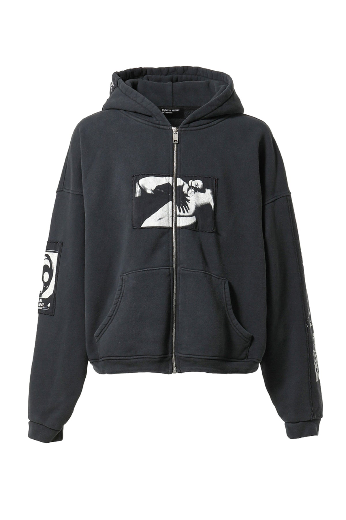 GAS MASK ASSEMBLAGE ZIP HOODIE / FADED BLK