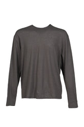 LINEN BLEND LONG SLEEVE T-SHIRT / CHA GRY