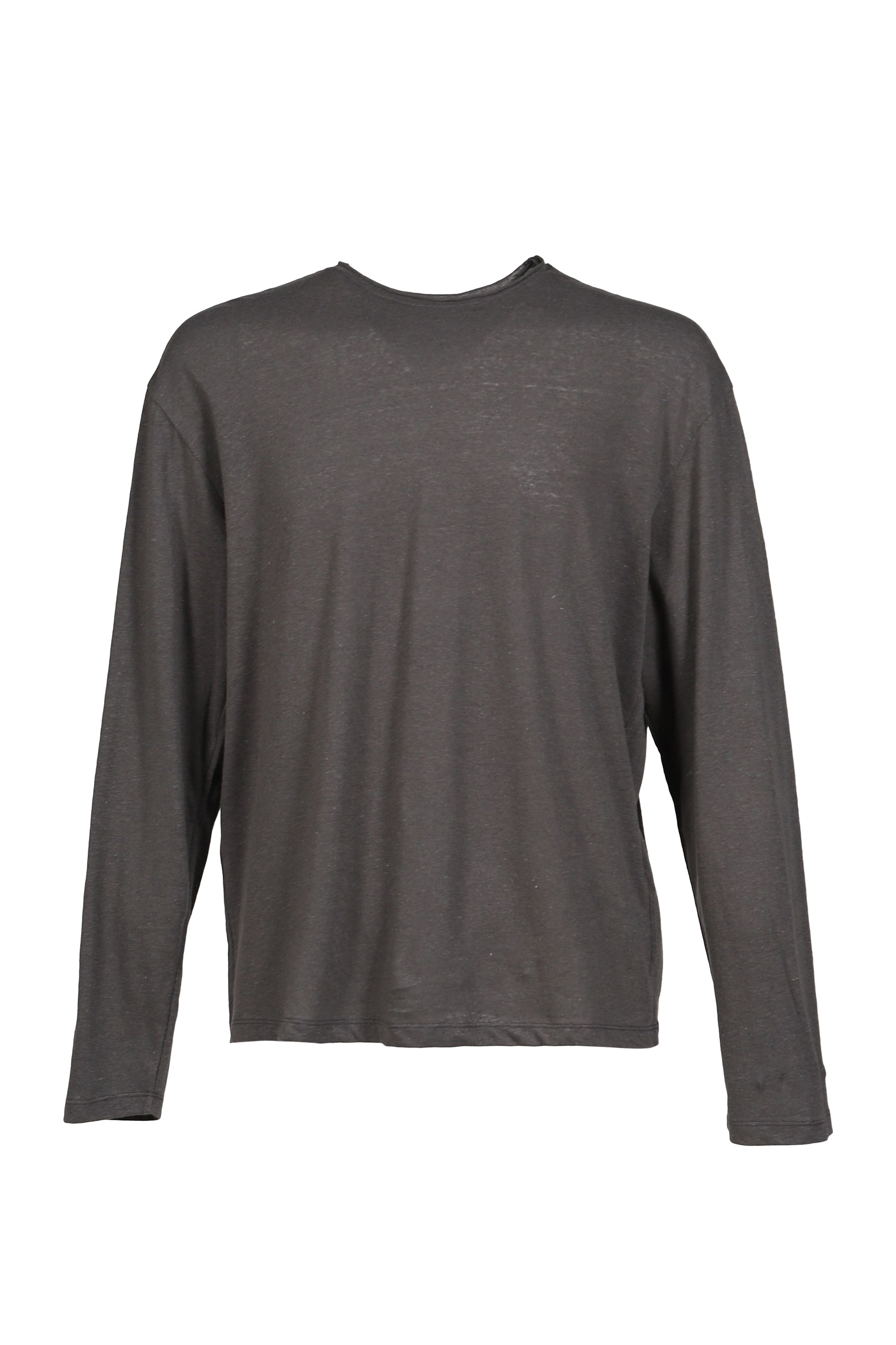 LINEN BLEND LONG SLEEVE T-SHIRT / CHA GRY