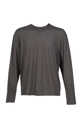 LINEN BLEND LONG SLEEVE T-SHIRT / CHA GRY