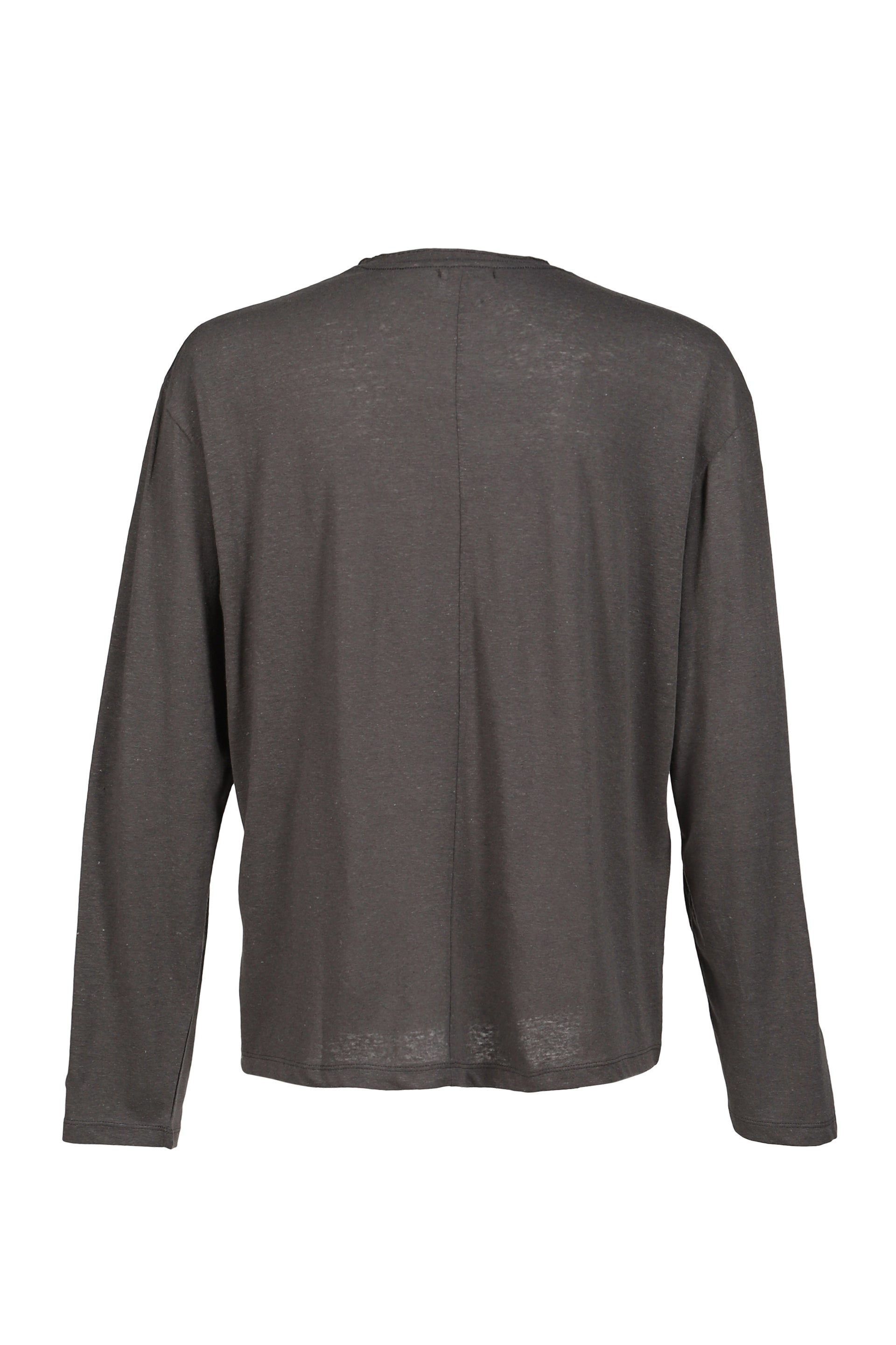 LINEN BLEND LONG SLEEVE T-SHIRT / CHA GRY