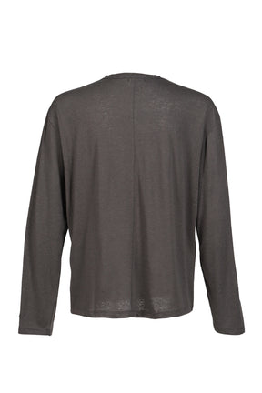 LINEN BLEND LONG SLEEVE T-SHIRT / CHA GRY