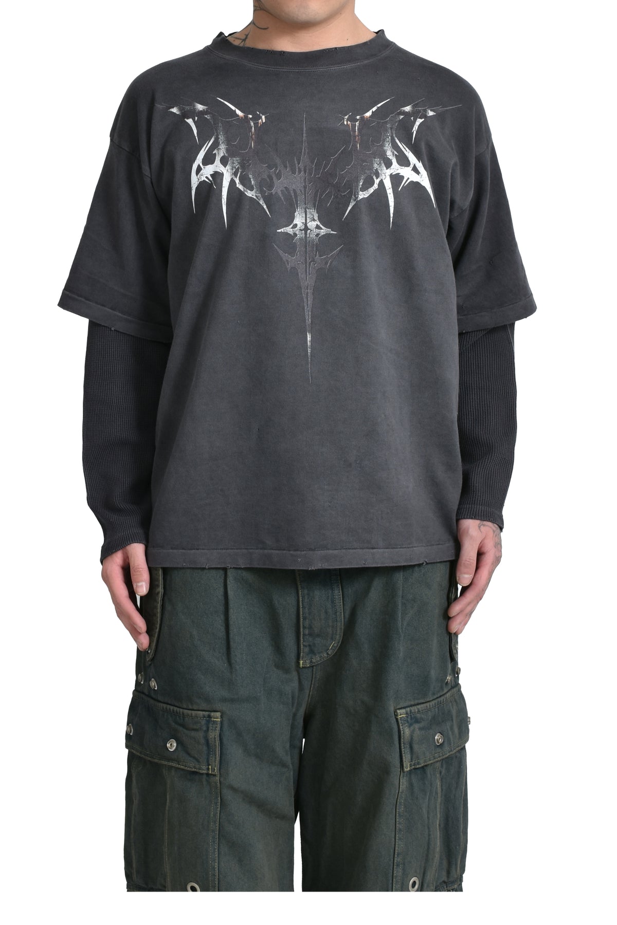 GOTHIC LAYERED TEE LS  / BLK