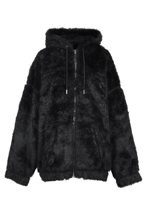 ジャケット・アウター Hooded Eco Fur Jacket Black Hooded sheepskin jacket with polar fox fur 2074 - A&A Vesa