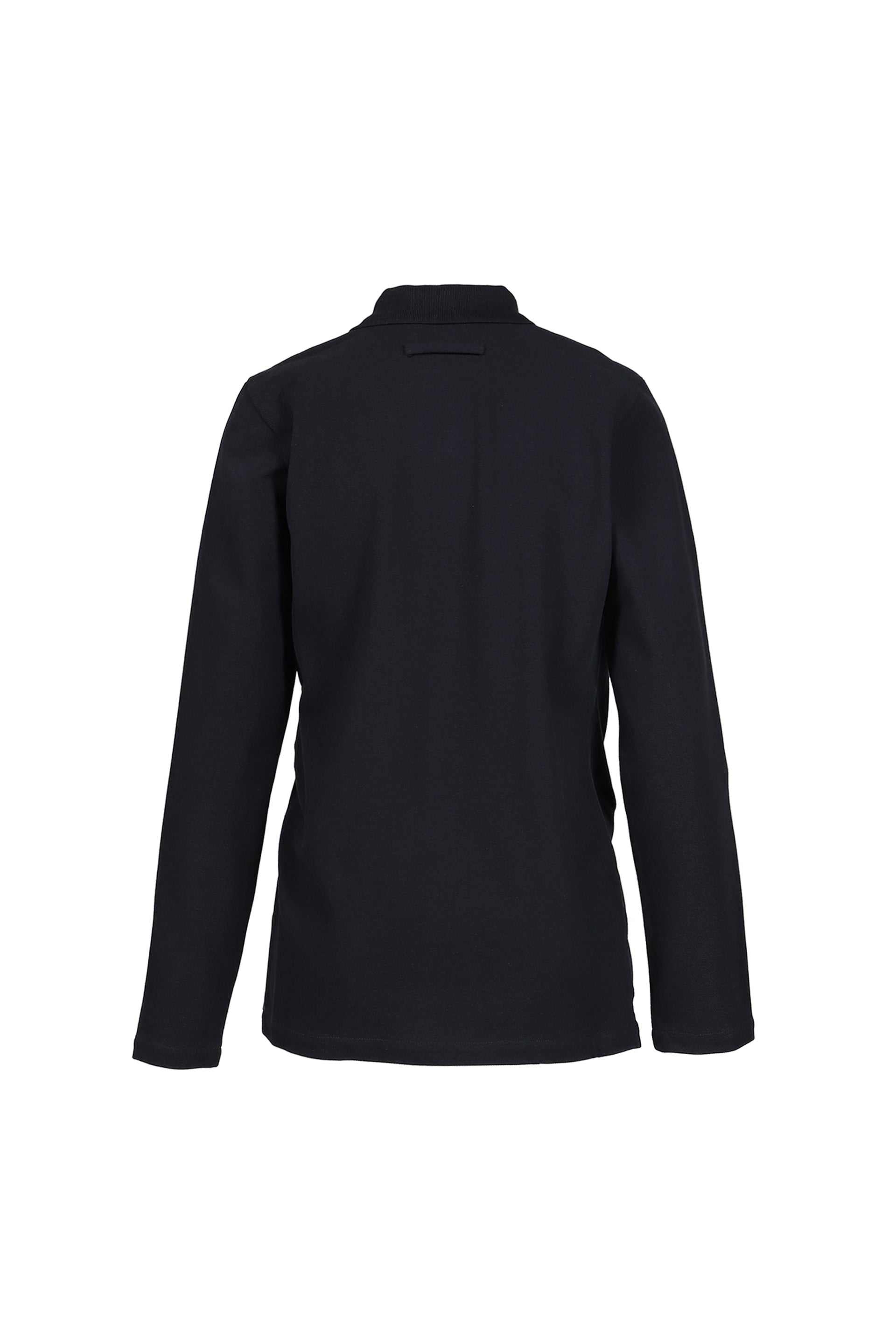 COTTON PIQUE POLO TOP WITH LEATHER TAG DETAIL / NVY