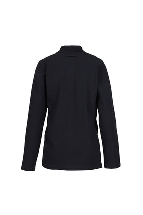 COTTON PIQUE POLO TOP WITH LEATHER TAG DETAIL / NVY