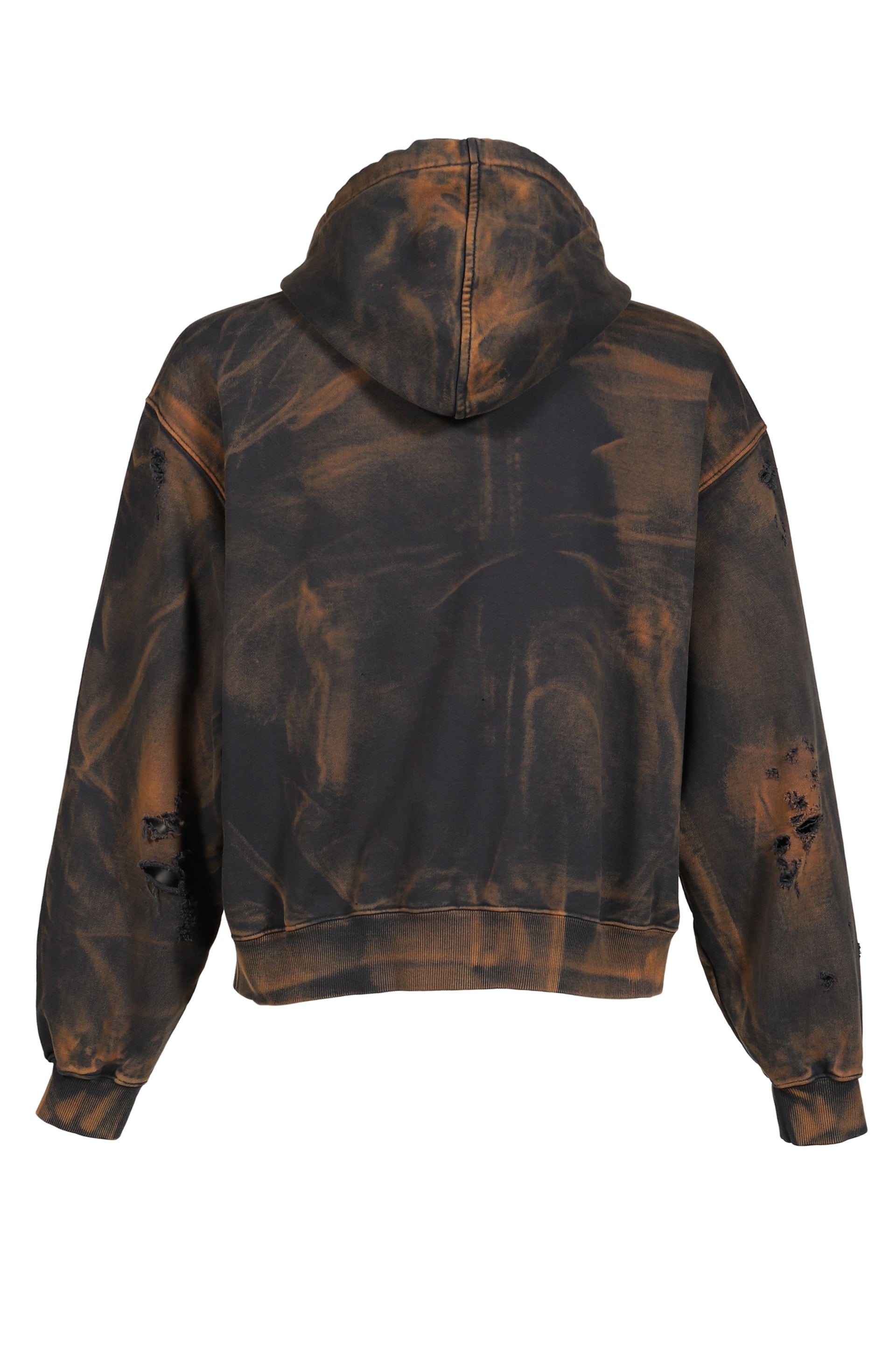 TC TWO TONE WASHED ZIP-UP HOODIE / RUST BLK