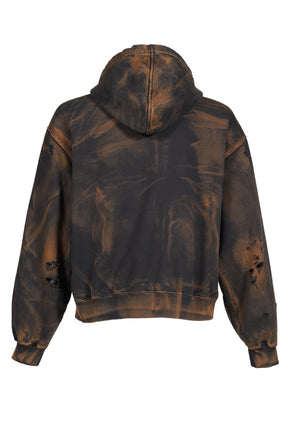 TC TWO TONE WASHED ZIP-UP HOODIE / RUST BLK