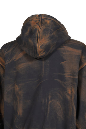 TC TWO TONE WASHED ZIP-UP HOODIE / RUST BLK
