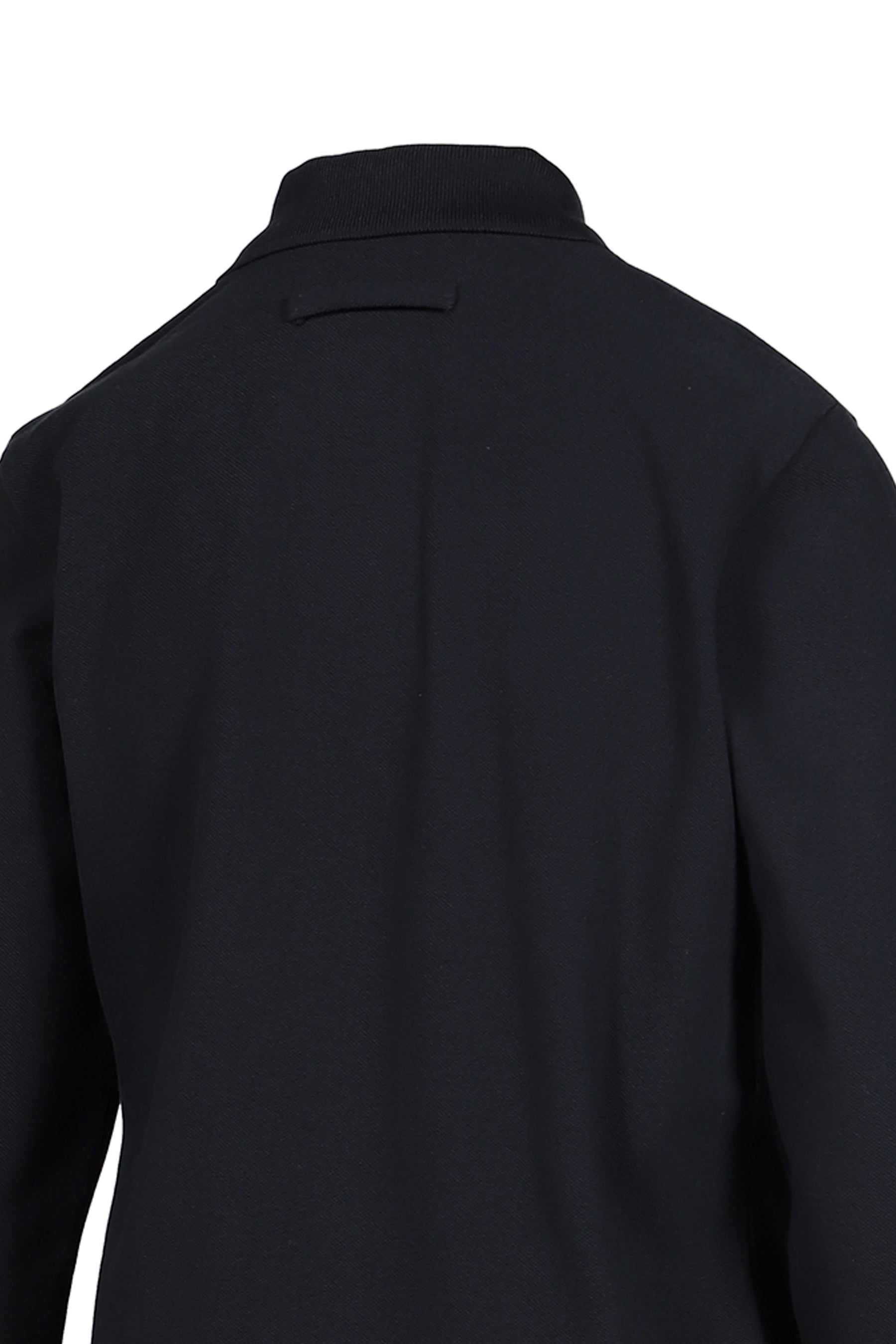 COTTON PIQUE POLO TOP WITH LEATHER TAG DETAIL / NVY