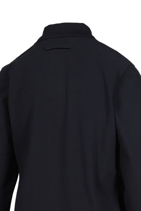 COTTON PIQUE POLO TOP WITH LEATHER TAG DETAIL / NVY