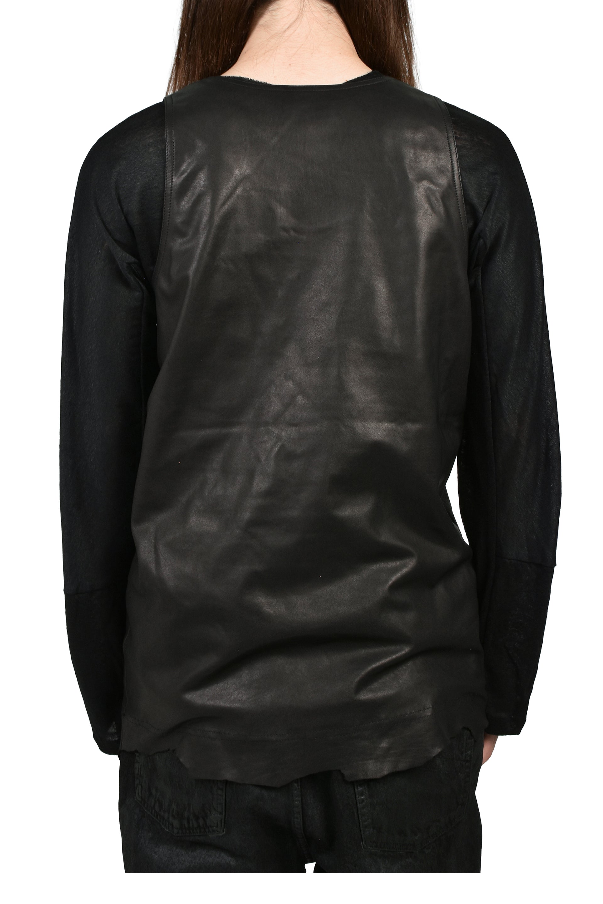 RAW LEATHER TANK TOP / BLK