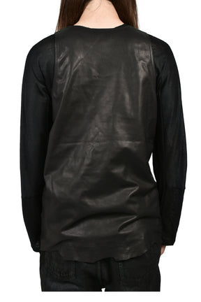 RAW LEATHER TANK TOP / BLK