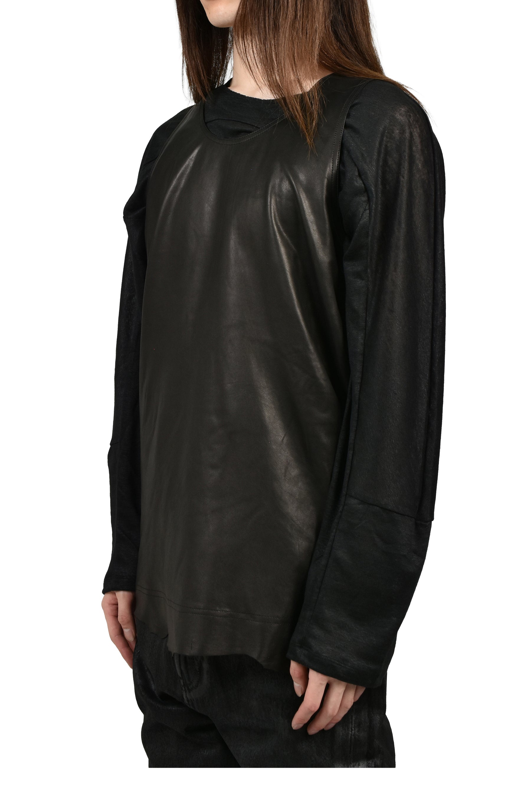 RAW LEATHER TANK TOP / BLK