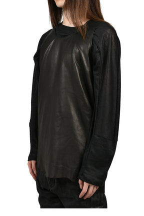RAW LEATHER TANK TOP / BLK