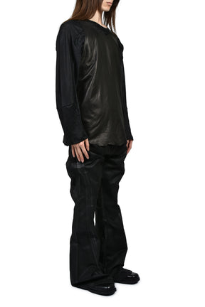 RAW LEATHER TANK TOP / BLK